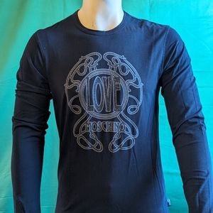 Moschino (Love Moschino) Long Sleeve T-Shirt - Size L - Black w/ Glittered Logo